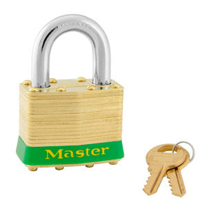 Master Lock 2 Laminated Brass Padlock 1-3/4in (44mm) wide-Keyed-Master Lock-Master Keyed-15/16in-2MKGRN-LockPeople.com