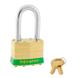 Master Lock 2 Laminated Brass Padlock 1-3/4in (44mm) wide-Keyed-Master Lock-Keyed Different-1-1/2in-2LFGRN-LockPeople.com