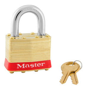Master Lock 2 Laminated Brass Padlock 1-3/4in (44mm) wide-Keyed-Master Lock-Master Keyed-15/16in-2MKRED-LockPeople.com
