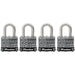 Master Lock 3SSQ Laminated Stainless Steel Padlock; 4 Pack 1-9/16in (40mm) Wide-Keyed-Master Lock-3SSQ-LockPeople.com