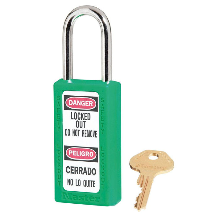 Master Lock 411 Zenex™ Thermoplastic Safety Padlock, 1-1/2in (38mm) Wide with 1-1/2in (38mm) Tall Shackle-Keyed-Master Lock-Green-Keyed Alike-411KAGRN-LockPeople.com