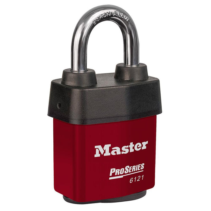 Master Lock 6121 ProSeries® Weather Tough® Laminated Steel Rekeyable Padlock 2-1/8in (54mm) Wide-Keyed-Master Lock-Red-Keyed Alike-6121KARED-LockPeople.com