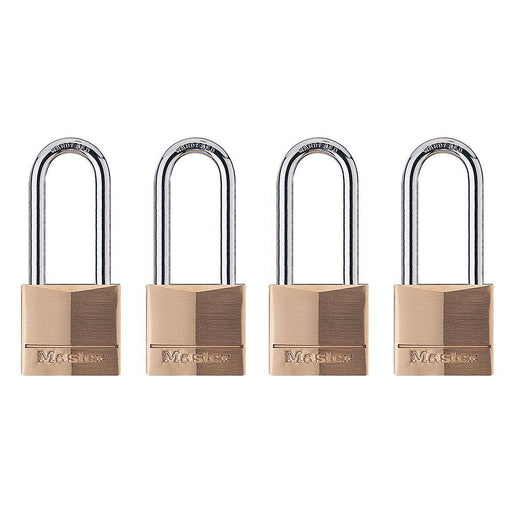 Master Lock 140Q 1-9/16in (40mm) Wide Solid Brass Body Padlock with 2in (51mm) Shackle; 4 Pack-Keyed-Master Lock-140QLH-LockPeople.com