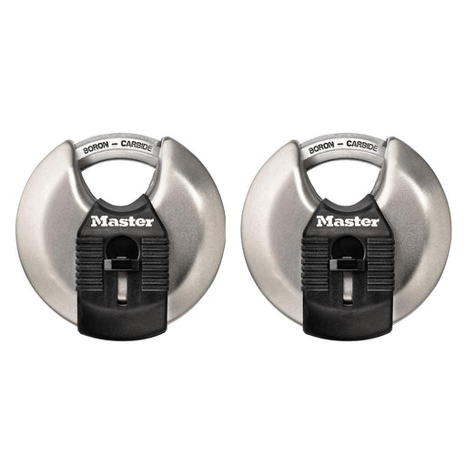 Master Lock M40XT 2-3/4in (70mm) Wide Magnum® Stainless Steel Discus Padlock with Shrouded Shackle; 2 Pack-Master Lock-M40XT-LockPeople.com
