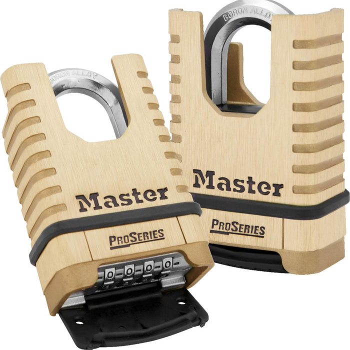 Master Lock 1177D ProSeries® Shrouded Brass Resettable Combination Padlock 2-1/4in (57mm) Wide (Pack of 4)