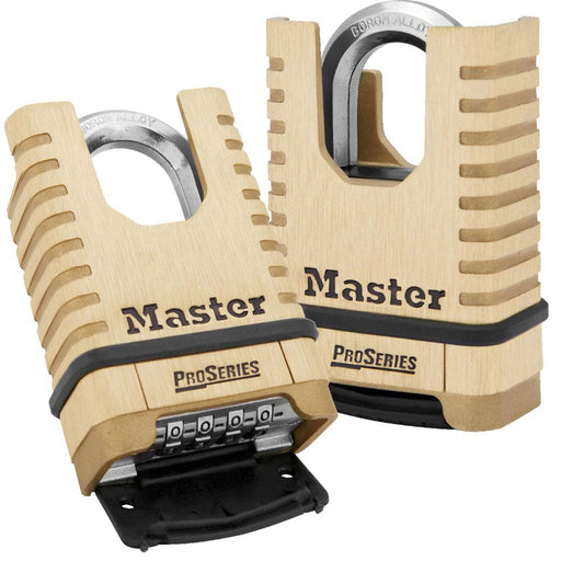 Master Lock 1177 ProSeries® Shrouded Brass Resettable Combination Padlock 2-1/4in (57mm) Wide-Keyed-Master Lock-1-1/16in (27mm)-1177-LockPeople.com
