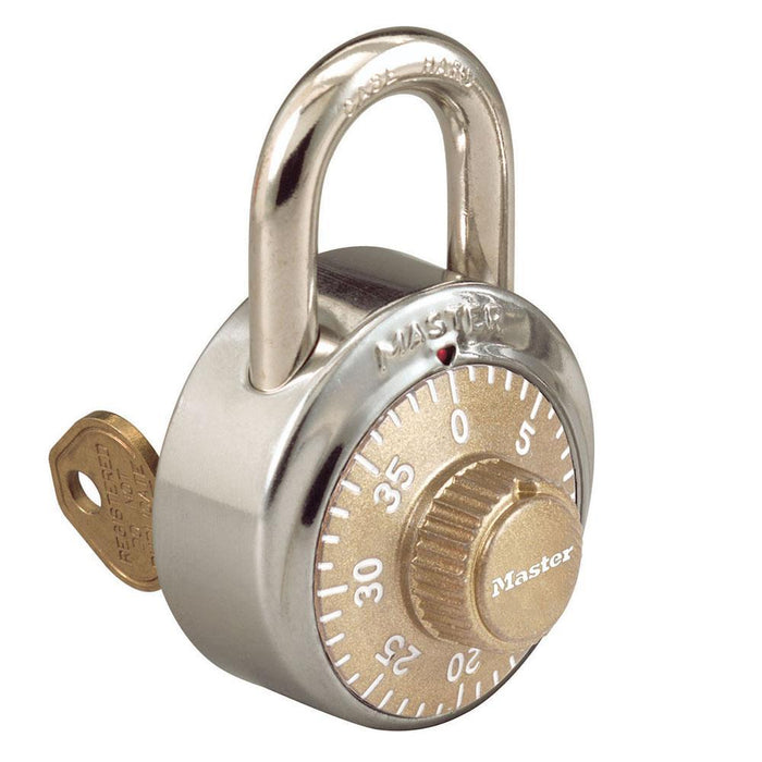 Master Lock 1525 General Security Combination Padlock with Key Control Feature and Colored Dial 1-7/8in (48mm) Wide-1525-Master Lock-Gold-1525GLD-LockPeople.com