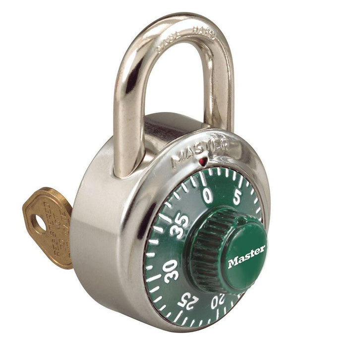 Master Lock 1525 General Security Combination Padlock with Key Control Feature and Colored Dial 1-7/8in (48mm) Wide-1525-Master Lock-Green-1525GRN-LockPeople.com
