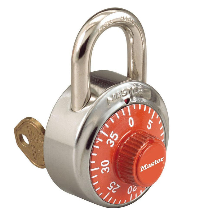 Master Lock 1525 General Security Combination Padlock with Key Control Feature and Colored Dial 1-7/8in (48mm) Wide-1525-Master Lock-Orange-1525ORJ-LockPeople.com