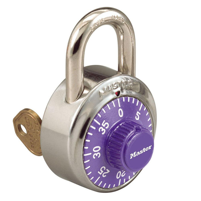 Master Lock 1525 General Security Combination Padlock with Key Control Feature and Colored Dial 1-7/8in (48mm) Wide-1525-Master Lock-Purple-1525PRP-LockPeople.com