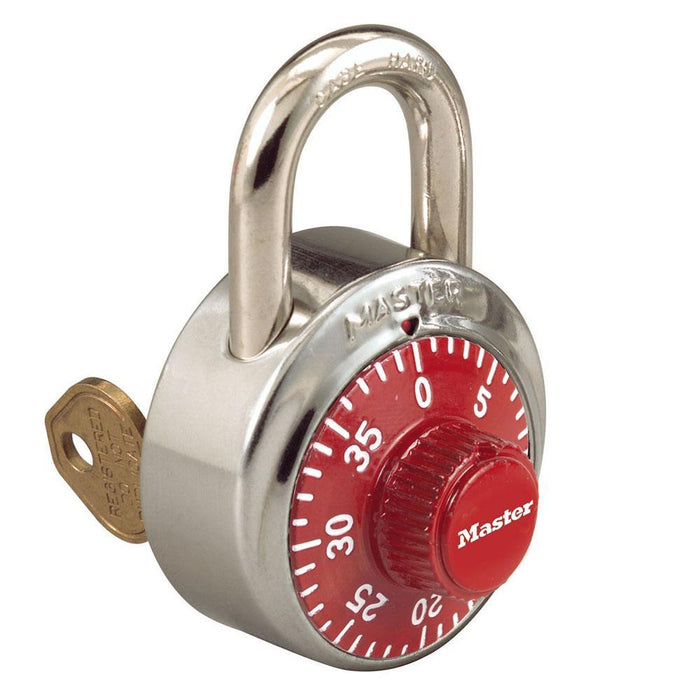 Master Lock 1525 General Security Combination Padlock with Key Control Feature and Colored Dial 1-7/8in (48mm) Wide-1525-Master Lock-Red-1525RED-LockPeople.com