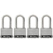 Master Lock 1SSQ 1-3/4in (44mm) Wide Laminated Stainless Steel Padlock with 1-1/2in (38mm) Shackle; 4 pack-Keyed-Master Lock-1SSQLF-LockPeople.com