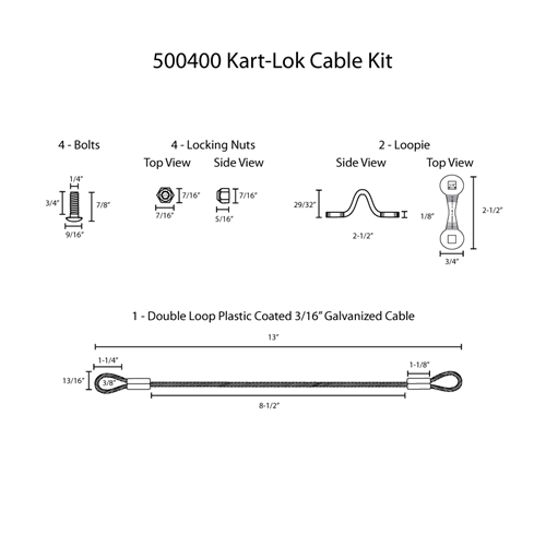 Hodge Products 500400 Kart-Lok Cable Kit-Hodge Products-500400-LockPeople.com