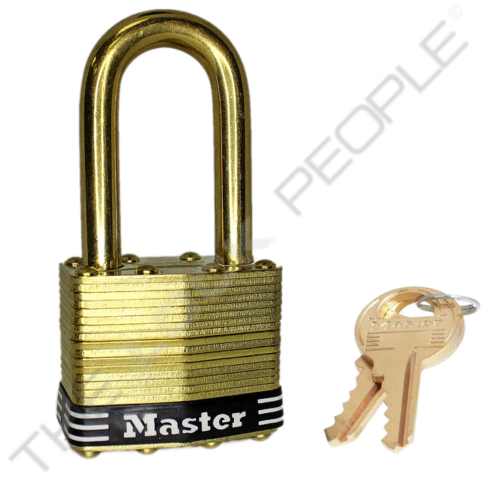 Master Lock 2B Laminated Brass Padlock with Brass Shackle 1-3/4in (44mm) wide-Master Lock-Keyed Different-1-1/2in-2BLFBLK-LockPeople.com