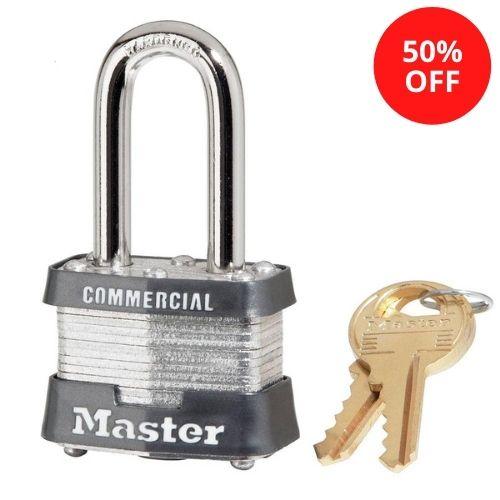 Master Lock 3KALF-MR3 Laminated Steel Padlock 1-9/16in (40mm) Wide (Keyed Alike Keyway: MR3)-Keyed-Master Lock-3MKLFW1RSVHSTP4KEY-MR3-LockPeople.com
