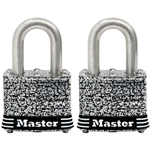 Master Lock 3SST Laminated Stainless Steel Padlock; 2 Pack 1-9/16in (40mm) Wide-Keyed-Master Lock-3SST-LockPeople.com