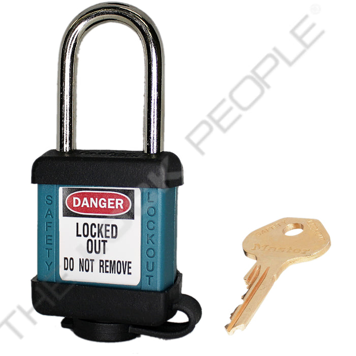 Master Lock 410COV Padlock with Plastic Cover 1-1/2in (38mm) wide-Master Lock-Keyed Different-1-1/2in-410TEALCOV-LockPeople.com