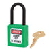 Master Lock 406 Dielectric Zenex™ Thermoplastic Safety Padlock, 1-1/2in (38mm) Wide with 1-1/2in (38mm) Tall Nylon Shackle-Keyed-Master Lock-Green-Keyed Alike-406KAGRN-LockPeople.com