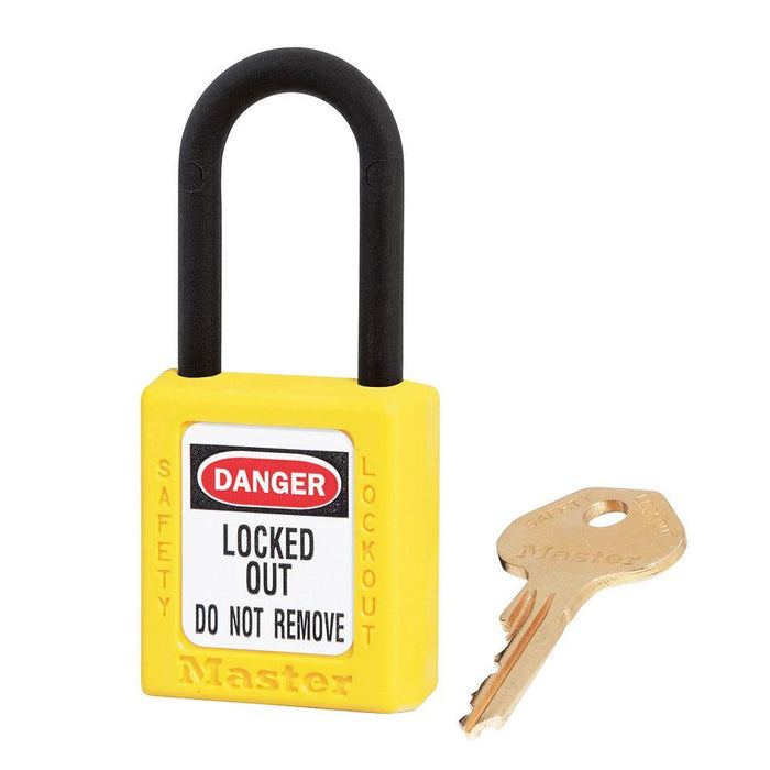 Master Lock 406 Dielectric Zenex™ Thermoplastic Safety Padlock, 1-1/2in (38mm) Wide with 1-1/2in (38mm) Tall Nylon Shackle-Keyed-Master Lock-Yellow-Keyed Alike-406KAYLW-LockPeople.com