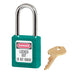 Master Lock 410 Zenex™ Thermoplastic Safety Padlock, 1-1/2in (38mm) Wide with 1-1/2in (38mm) Tall Shackle-Keyed-Master Lock-Master Keyed-1-1/2in-410MKTEAL-MasterLocks.com