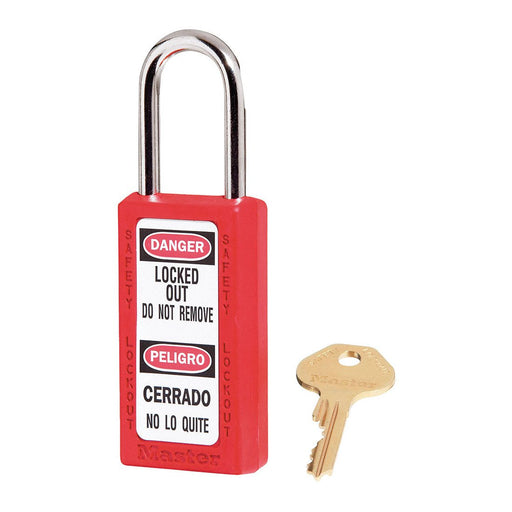 Master Lock 411 Zenex™ Thermoplastic Safety Padlock, 1-1/2in (38mm) Wide with 1-1/2in (38mm) Tall Shackle-Keyed-Master Lock-Red-Keyed Alike-411KARED-LockPeople.com