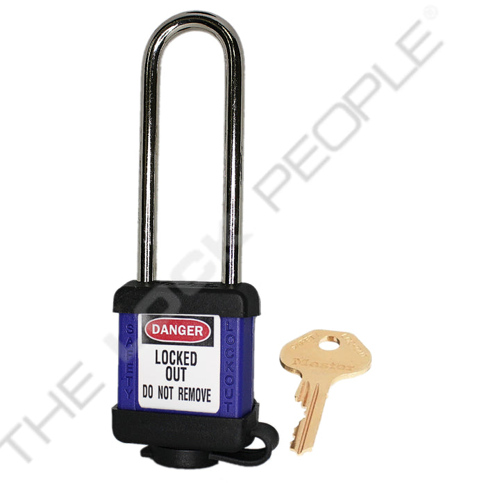 Master Lock 410COV Padlock with Plastic Cover 1-1/2in (38mm) wide-Master Lock-Keyed Different-3in-410LTBLUCOV-LockPeople.com