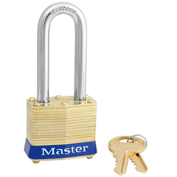 Master Lock 4 Laminated Brass Padlock 1-9/16in (40mm) Wide-Keyed-Master Lock-Blue-Keyed Alike-4KALH-LockPeople.com