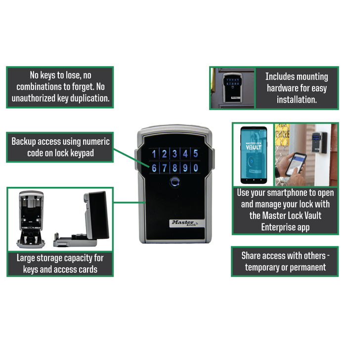 Master Lock 5441ENT Bluetooth® Wall-Mount Lock Box for Business Applications-Digital/Electronic-Master Lock-5441ENT-LockPeople.com