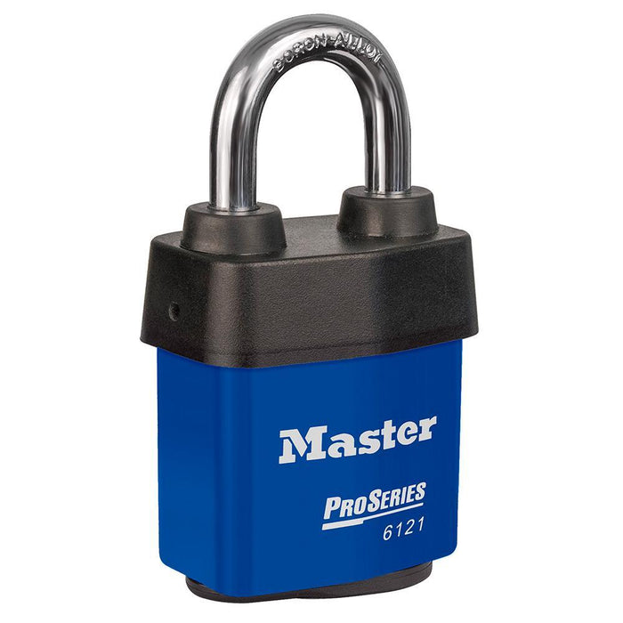Master Lock 6121 ProSeries® Weather Tough® Laminated Steel Rekeyable Padlock 2-1/8in (54mm) Wide-Keyed-Master Lock-Blue-Keyed Alike-6121KABLU-LockPeople.com