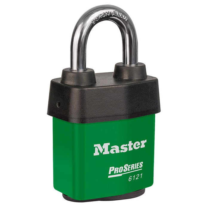 Master Lock 6121 ProSeries® Weather Tough® Laminated Steel Rekeyable Padlock 2-1/8in (54mm) Wide-Keyed-Master Lock-Green-Keyed Alike-6121KAGRN-LockPeople.com