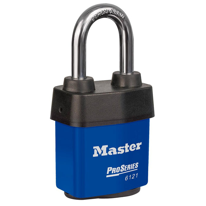 Master Lock 6121 ProSeries® Weather Tough® Laminated Steel Rekeyable Padlock 2-1/8in (54mm) Wide-Keyed-Master Lock-Blue-Keyed Alike-6121KALFBLU-LockPeople.com