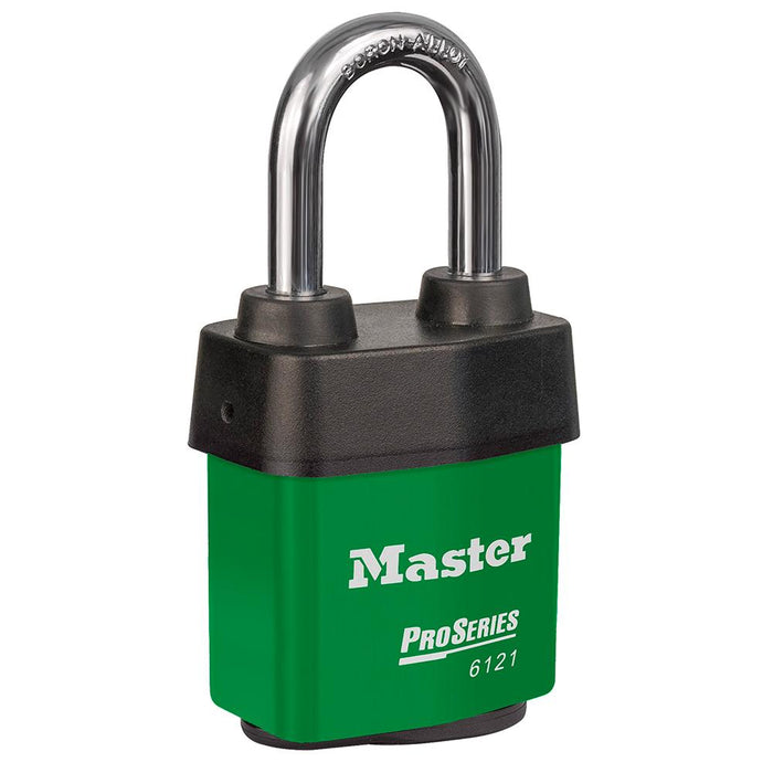 Master Lock 6121 ProSeries® Weather Tough® Laminated Steel Rekeyable Padlock 2-1/8in (54mm) Wide-Keyed-Master Lock-Green-Keyed Alike-6121KALFGRN-LockPeople.com