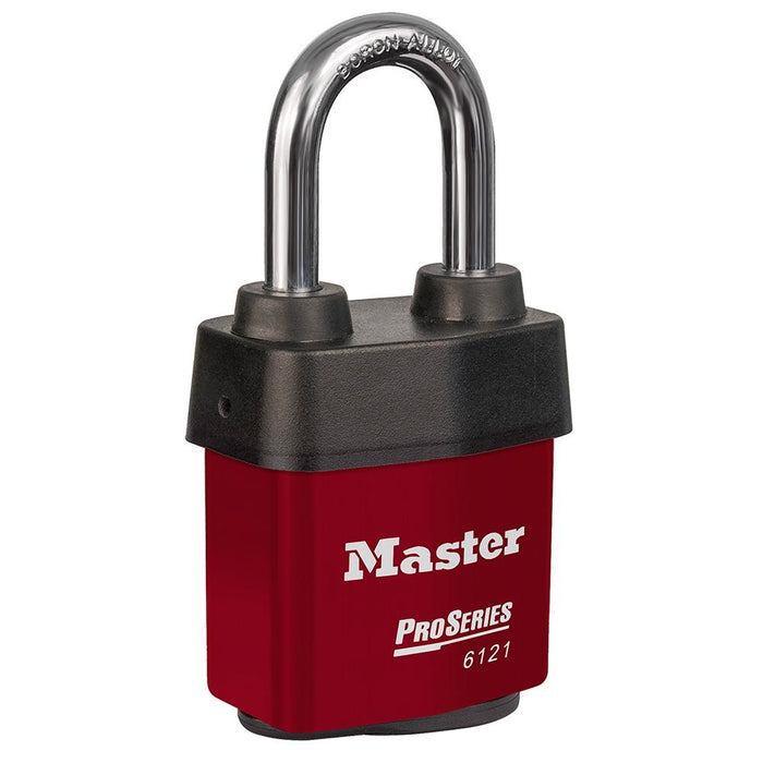 Master Lock 6121 ProSeries® Weather Tough® Laminated Steel Rekeyable Padlock 2-1/8in (54mm) Wide-Keyed-Master Lock-Red-Keyed Alike-6121KALFRED-LockPeople.com
