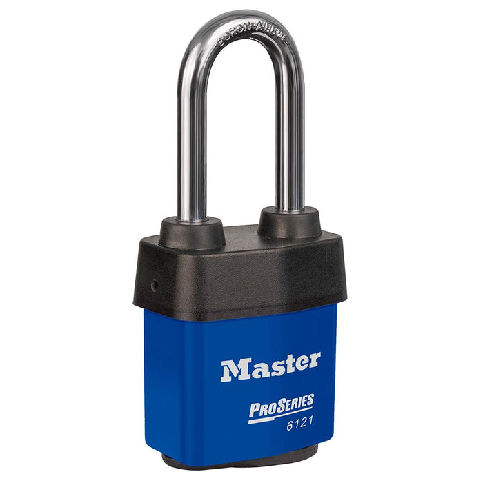 Master Lock 6121 ProSeries® Weather Tough® Laminated Steel Rekeyable Padlock 2-1/8in (54mm) Wide-Keyed-Master Lock-Blue-Keyed Alike-6121KALJBLU-LockPeople.com