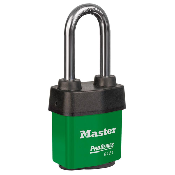 Master Lock 6121 ProSeries® Weather Tough® Laminated Steel Rekeyable Padlock 2-1/8in (54mm) Wide-Keyed-Master Lock-Green-Keyed Alike-6121KALJGRN-LockPeople.com