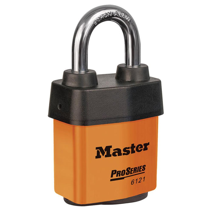 Master Lock 6121 ProSeries® Weather Tough® Laminated Steel Rekeyable Padlock 2-1/8in (54mm) Wide-Keyed-Master Lock-Orange-Keyed Alike-6121KAORJ-LockPeople.com