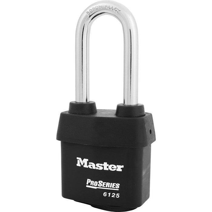 Master Lock 6125 ProSeries® Weather Tough® Laminated Steel Rekeyable Padlock 2-3/8in (60mm) Wide-Keyed-Master Lock-Black-Keyed Alike-6125KALJ-LockPeople.com