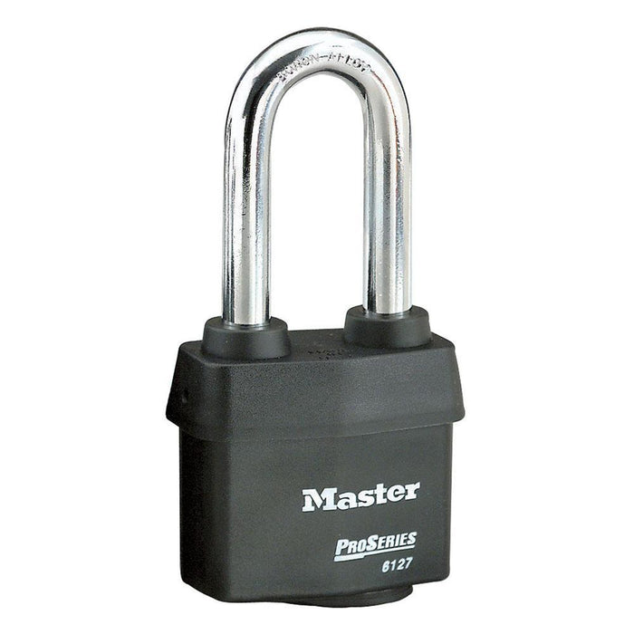 Master Lock 6127 ProSeries® Weather Tough® Laminated Steel Rekeyable Padlock 2-5/8in (67mm) Wide-Keyed-Master Lock-Black-Keyed Alike-6127KALJ-LockPeople.com