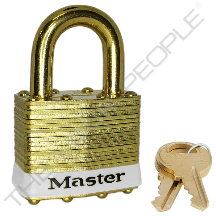 Master Lock 2B Laminated Brass Padlock with Brass Shackle 1-3/4in (44mm) wide-Master Lock-Keyed Different-15/16in-2BWHT-LockPeople.com