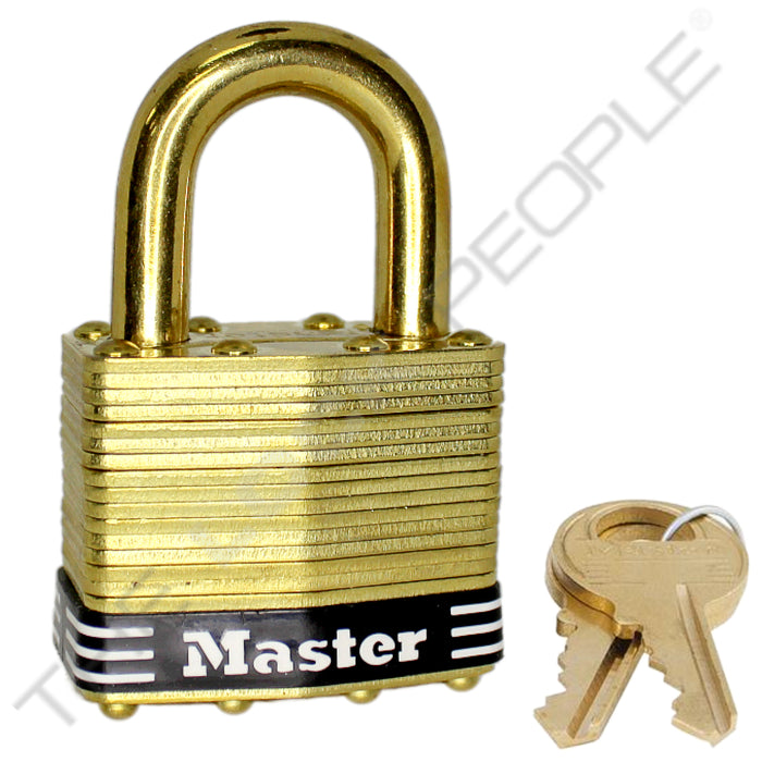 Master Lock 2B Laminated Brass Padlock with Brass Shackle 1-3/4in (44mm) wide-Master Lock-Master Keyed-15/16in-2MKBBLK-LockPeople.com