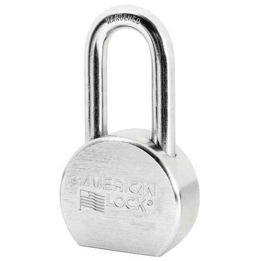 American Lock A707 2-1/2in (64mm) Solid Steel Rekeyable 6-Padlock, Chrome Plated, with 2in (51mm) Shackle-Keyed-American Lock-LockPeople.com