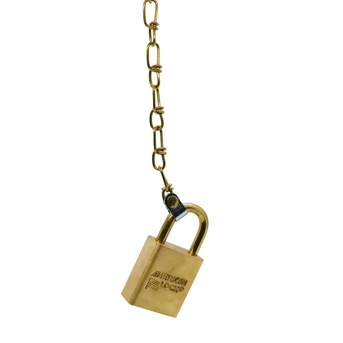 American Lock ASL40N Solid Brass BumpStop® Non-Rekeyable Government Padlock 1-1/2in (38mm) Wide with Brass Shackle & Brass Chain-Keyed-American Lock-ASL40NBSBC-LockPeople.com