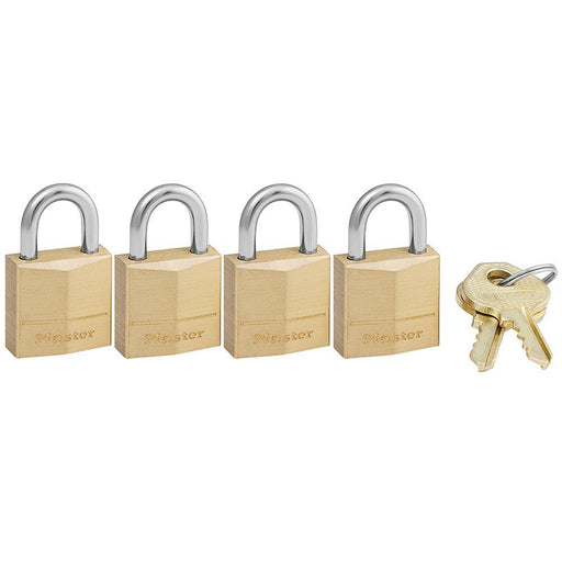 Master Lock 120Q Solid Brass Body Padlock, 4 Pack 3/4in (19mm) Wide-Keyed-Master Lock-120Q-LockPeople.com