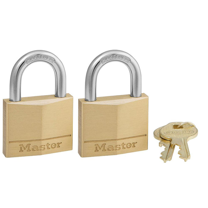 Master Lock 140T Solid Brass Body Padlock; 2 Pack 1-9/16in (40mm) Wide-Keyed-Master Lock-140T-LockPeople.com