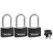 Master Lock 141TRI 1-9/16in (40mm) Wide Covered Solid Body Padlock with 1-1/2in (38mm) Shackle; 3 Pack-Keyed-Master Lock-141TRILF-LockPeople.com