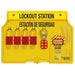 Master Lock 1482BP1106ES 4-Lock Padlock Station, English/Spanish, Anodized Aluminum Padlocks-Keyed-Master Lock-1482BP1106ES-LockPeople.com
