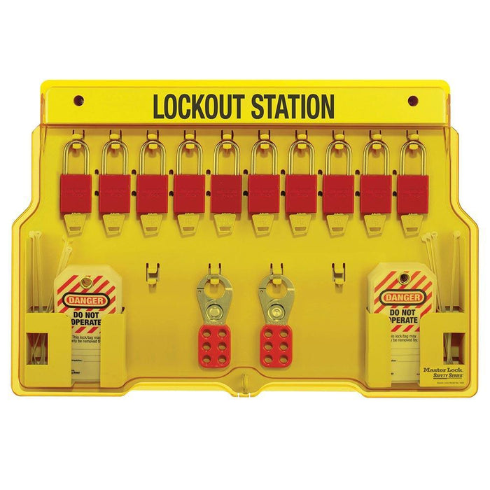 Master Lock 1483BP1106 10-Lock Padlock Station, Anodized Aluminum Padlocks-Keyed-Master Lock-1483BP1106-LockPeople.com