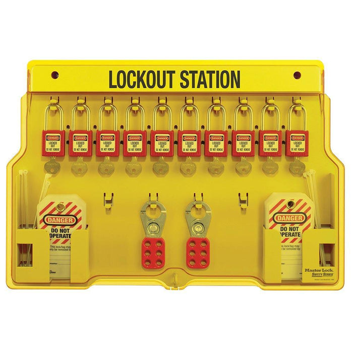 Master Lock 1483BP410 10-Lock Padlock Station, Zenex™ Thermoplastic Padlocks-Keyed-Master Lock-1483BP410-LockPeople.com