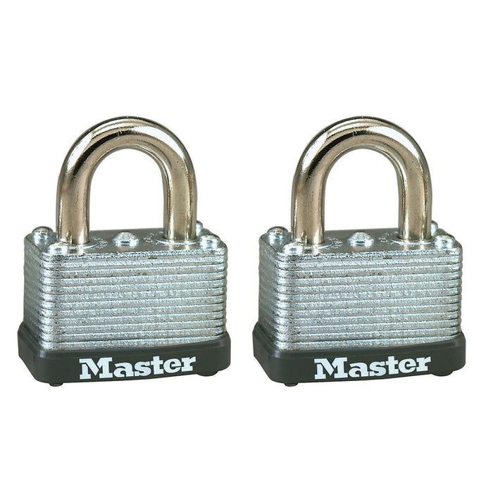 Master Lock 22T Laminated Steel Warded Padlock; 2 Pack 1-1/2in (38mm) Wide-Keyed-Master Lock-22T-LockPeople.com
