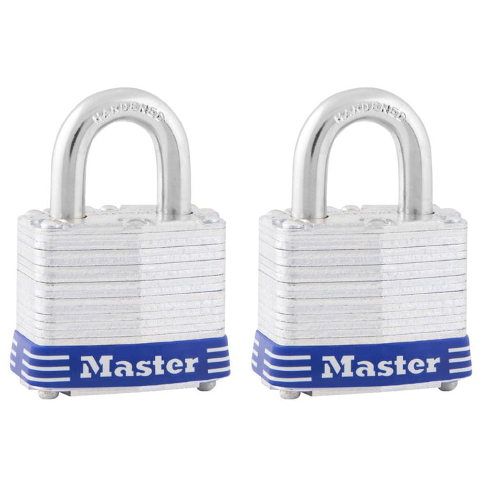 Master Lock 3T Laminated Steel Padlock; 2 Pack 1-9/16in (40mm) Wide-Keyed-Master Lock-3T-LockPeople.com